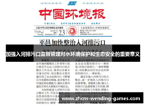 加强入河排污口监督管理对水环境保护和生态安全的重要意义